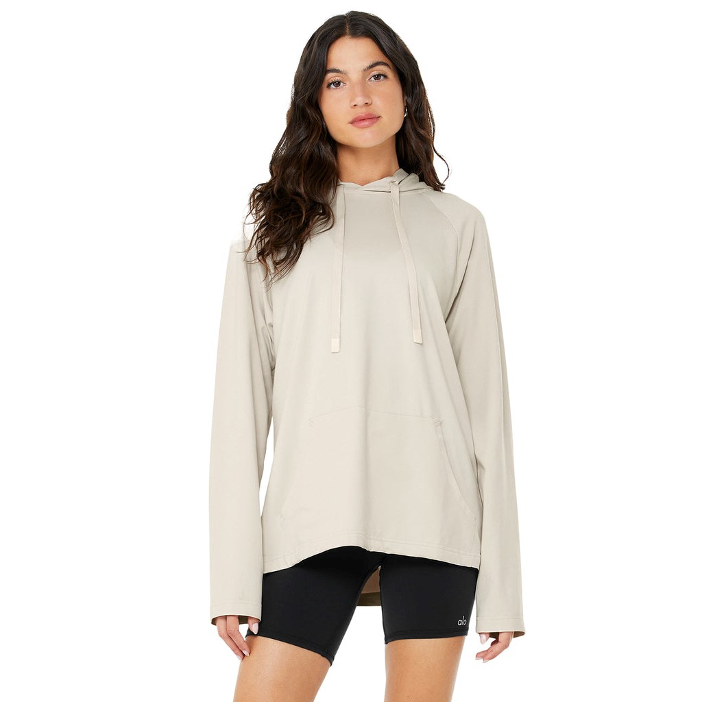 Sudadera Con Capucha Alo Yoga The Conquer Mujer Beige | GRLD34698