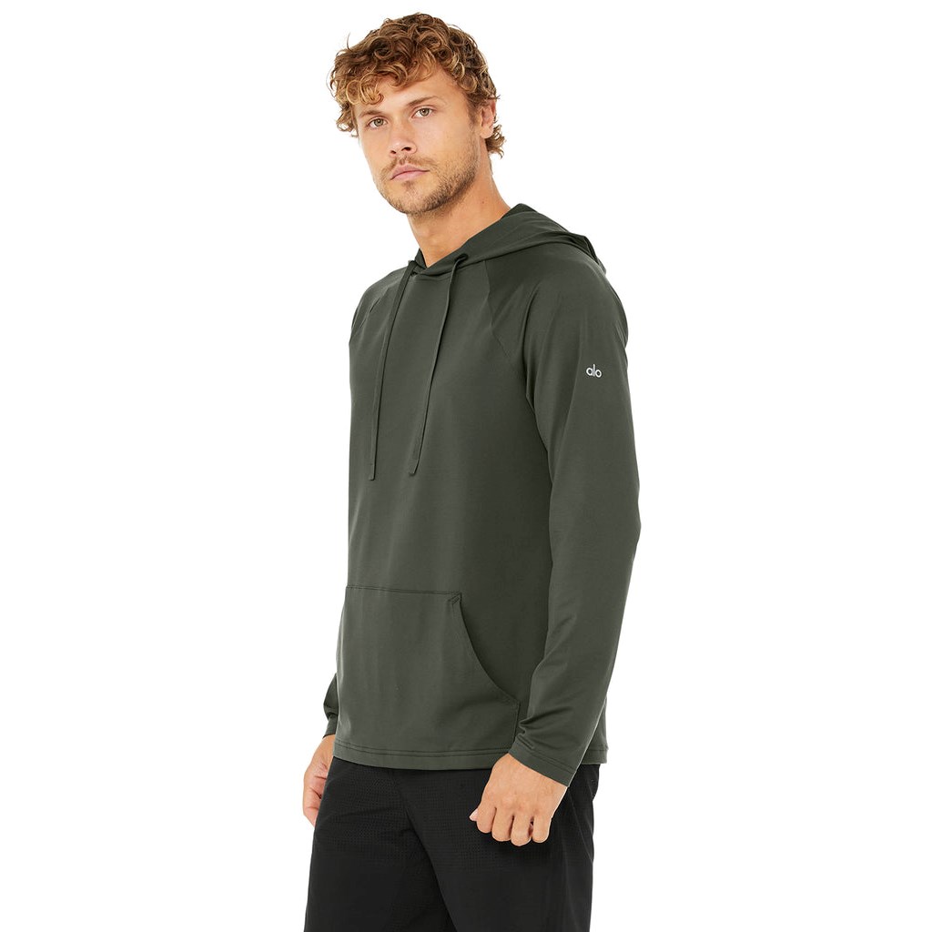 Sudadera Con Capucha Alo Yoga The Conquer Hombre Verdes | LAPY90871