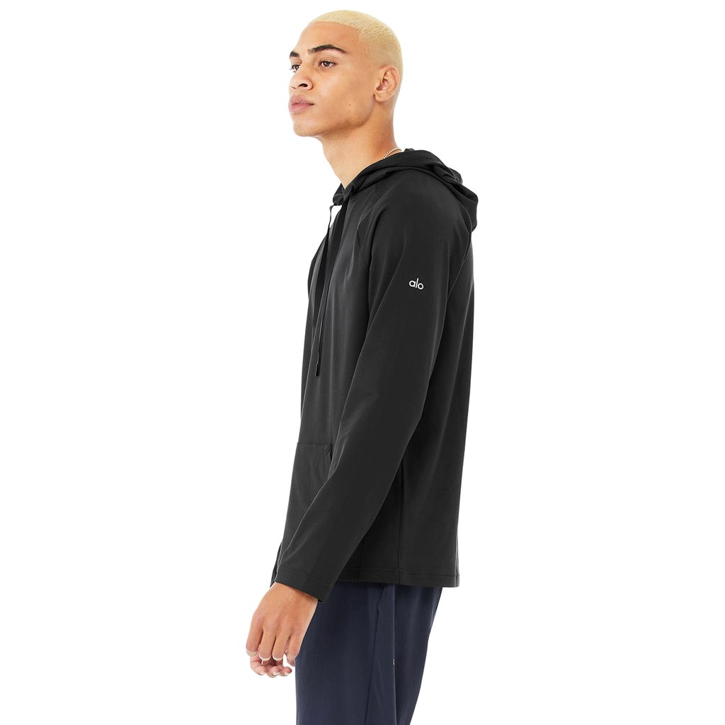 Sudadera Con Capucha Alo Yoga The Conquer Hombre Negros | MCYT86357
