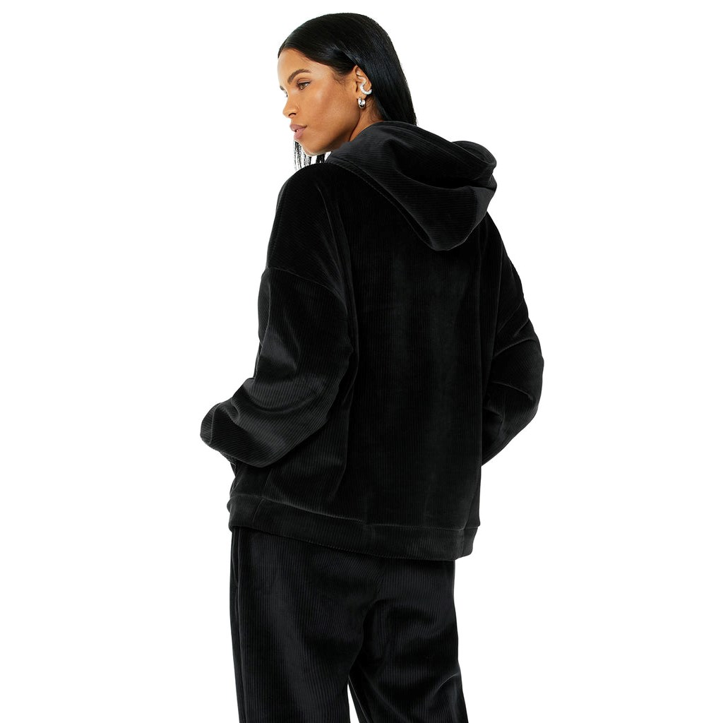 Sudadera Con Capucha Alo Yoga Velour Baller Mujer Negros | BHMZ45960