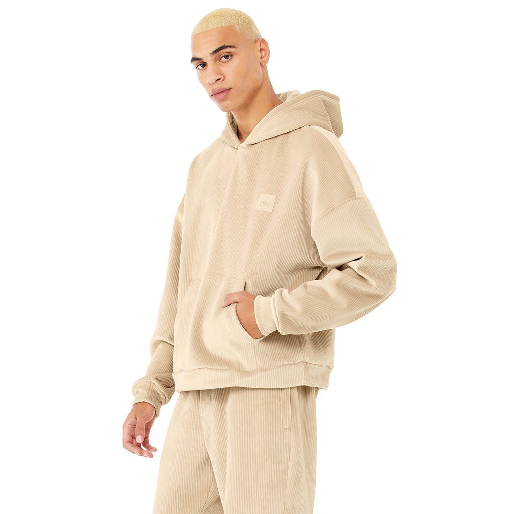 Sudadera Con Capucha Alo Yoga Velour Baller Hombre Beige | JZPT92063