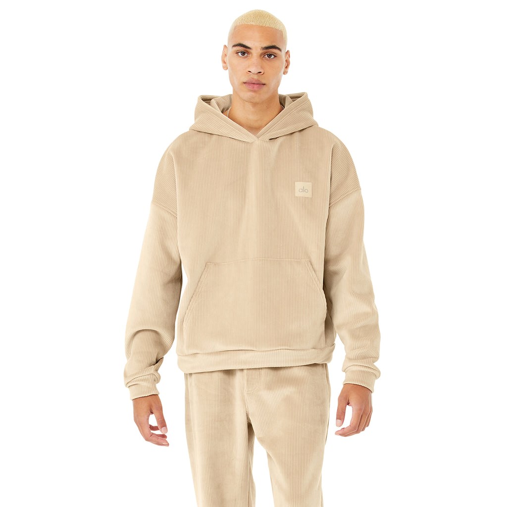 Sudadera Con Capucha Alo Yoga Velour Baller Hombre Beige | JZPT92063