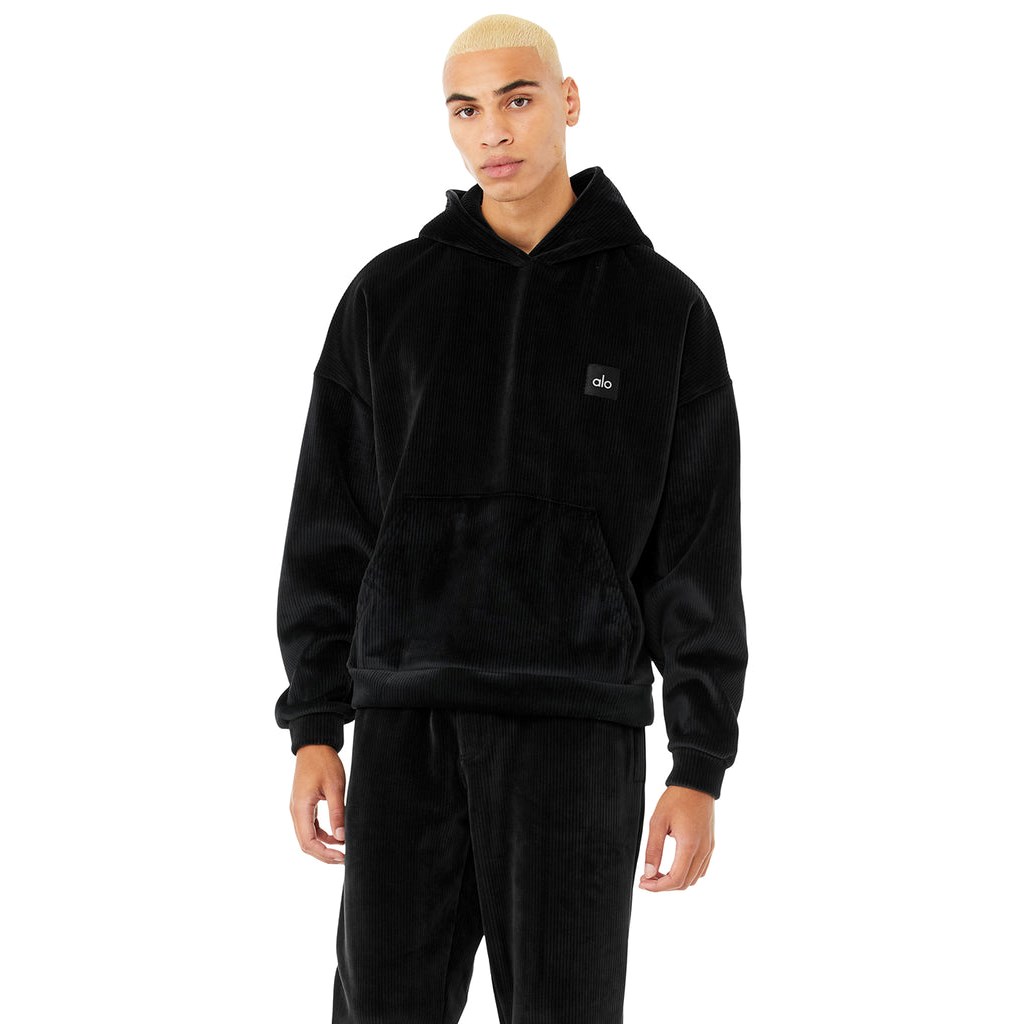 Sudadera Con Capucha Alo Yoga Velour Baller Hombre Negros | KSZE90748