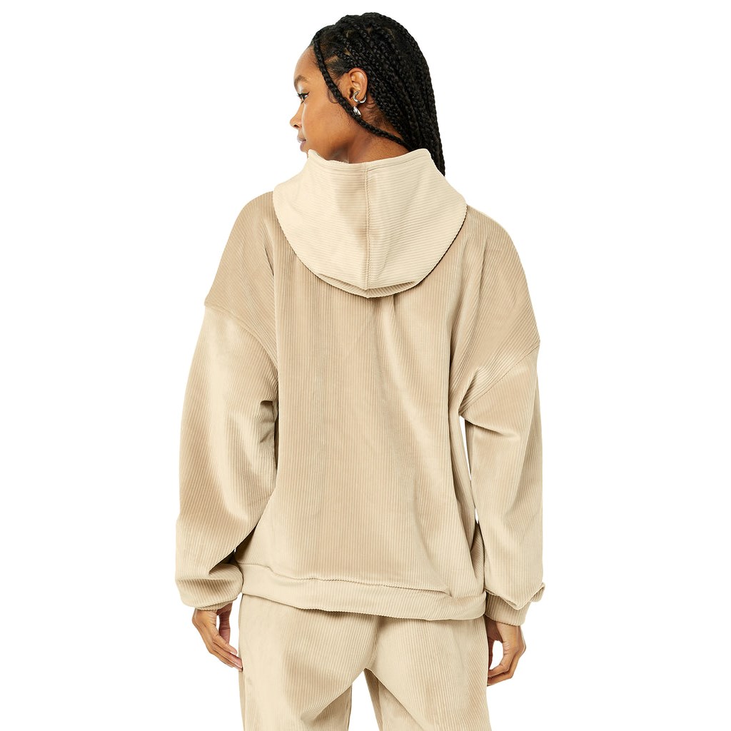Sudadera Con Capucha Alo Yoga Velour Baller Mujer Beige | OVHC09586