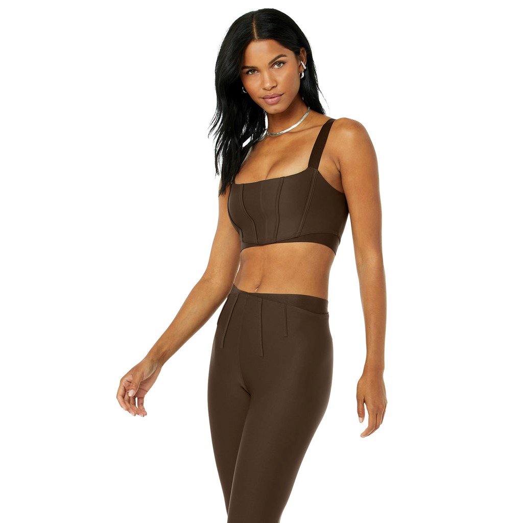 Sujetadores Deportivos Alo Yoga Airlift Corset Mujer Marrom | HMJT65198