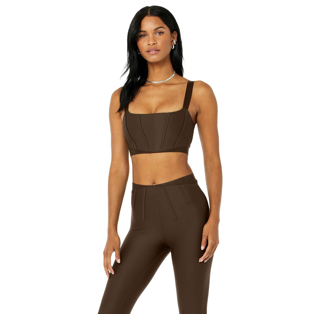 Sujetadores Deportivos Alo Yoga Airlift Corset Mujer Marrom | HMJT65198