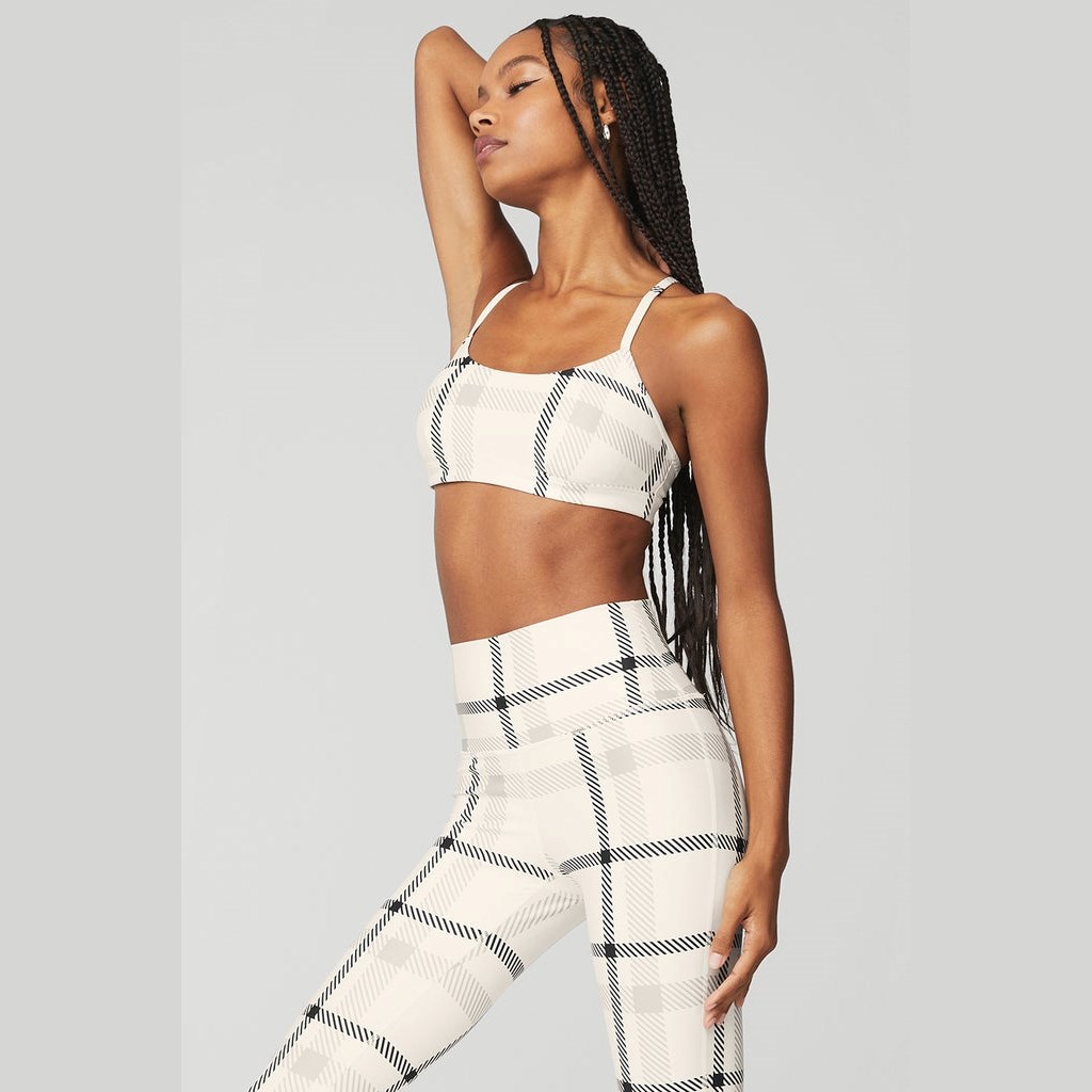 Sujetadores Deportivos Alo Yoga Airlift Magnified Plaid Intrigue Mujer Blancos | JLVT49287