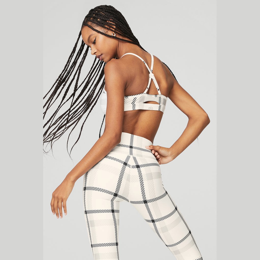 Sujetadores Deportivos Alo Yoga Airlift Magnified Plaid Intrigue Mujer Blancos | JLVT49287