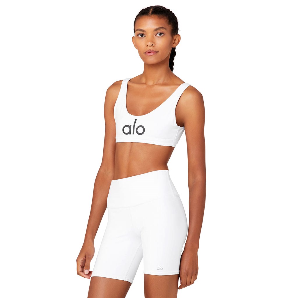 Sujetadores Deportivos Alo Yoga Ambient Logo Mujer Blancos | AIHL87294