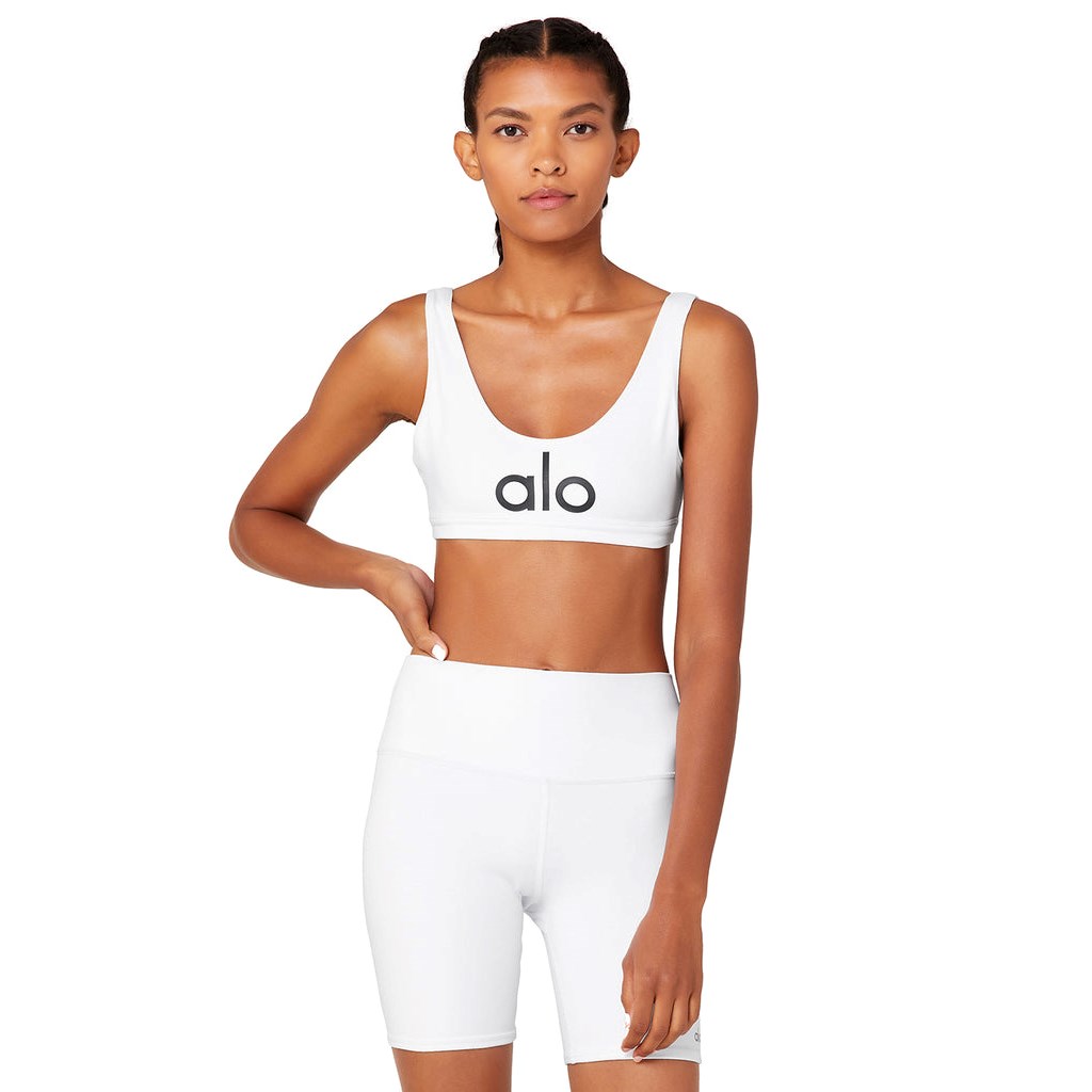 Sujetadores Deportivos Alo Yoga Ambient Logo Mujer Blancos | AIHL87294