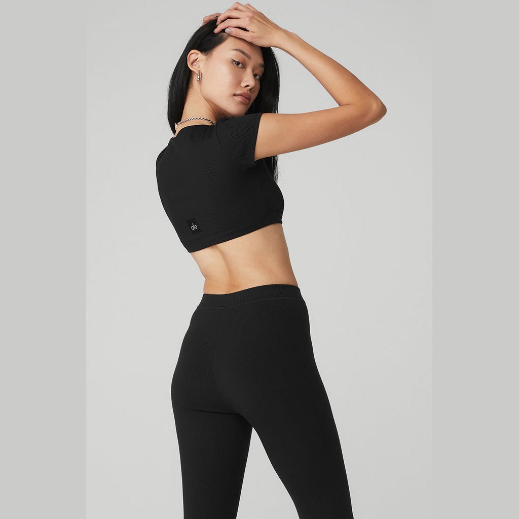 Sujetadores Deportivos Alo Yoga Blissful Henley Mujer Negros | KDIC92547