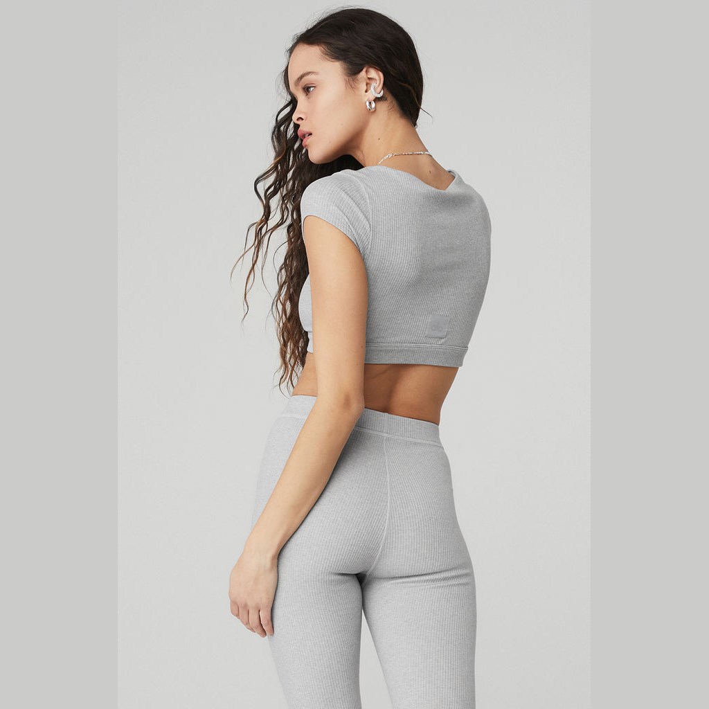 Sujetadores Deportivos Alo Yoga Blissful Henley Mujer Grises | THLB64329