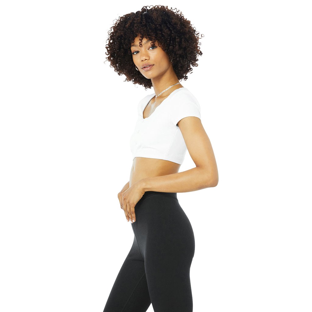 Sujetadores Deportivos Alo Yoga Blissful Henley Mujer Blancos | VCSK42618