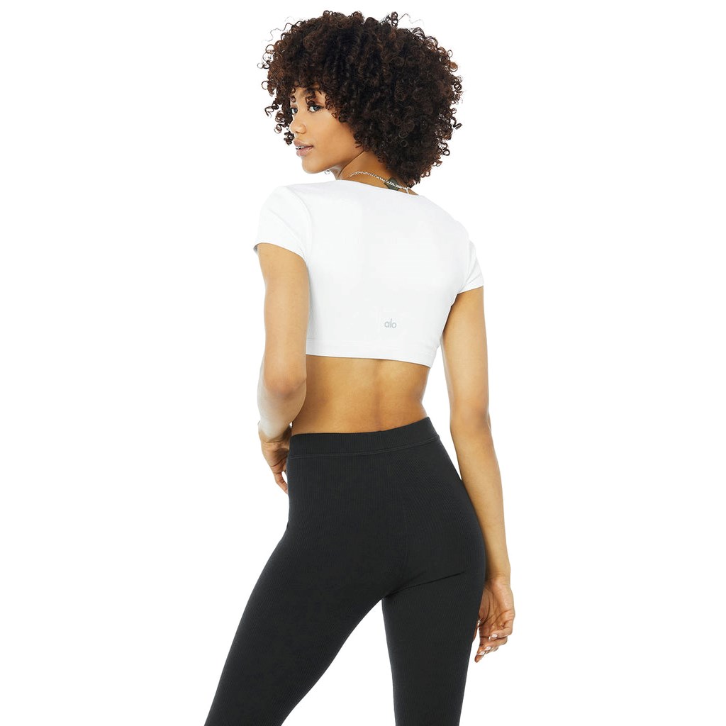 Sujetadores Deportivos Alo Yoga Blissful Henley Mujer Blancos | VCSK42618