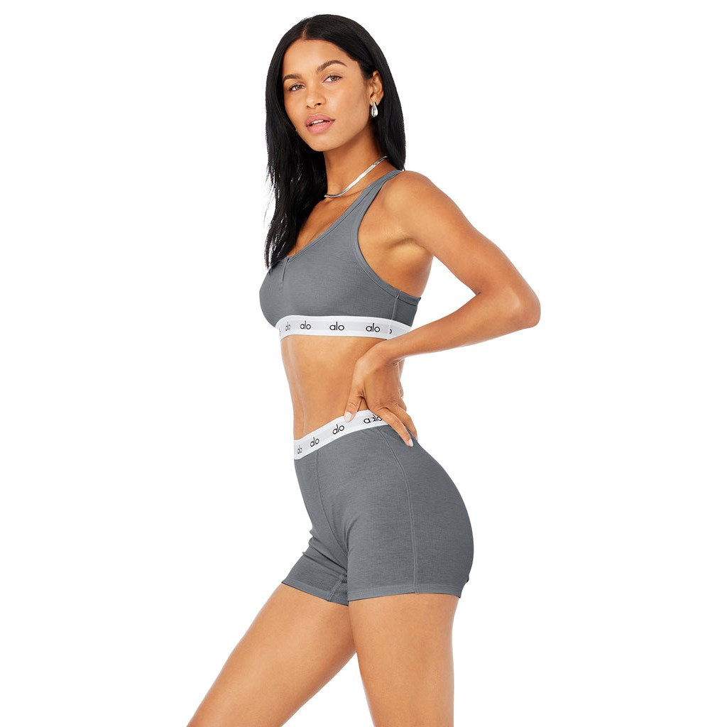 Sujetadores Deportivos Alo Yoga Icon Ribbed Henley Mujer Azules | XIYG42615