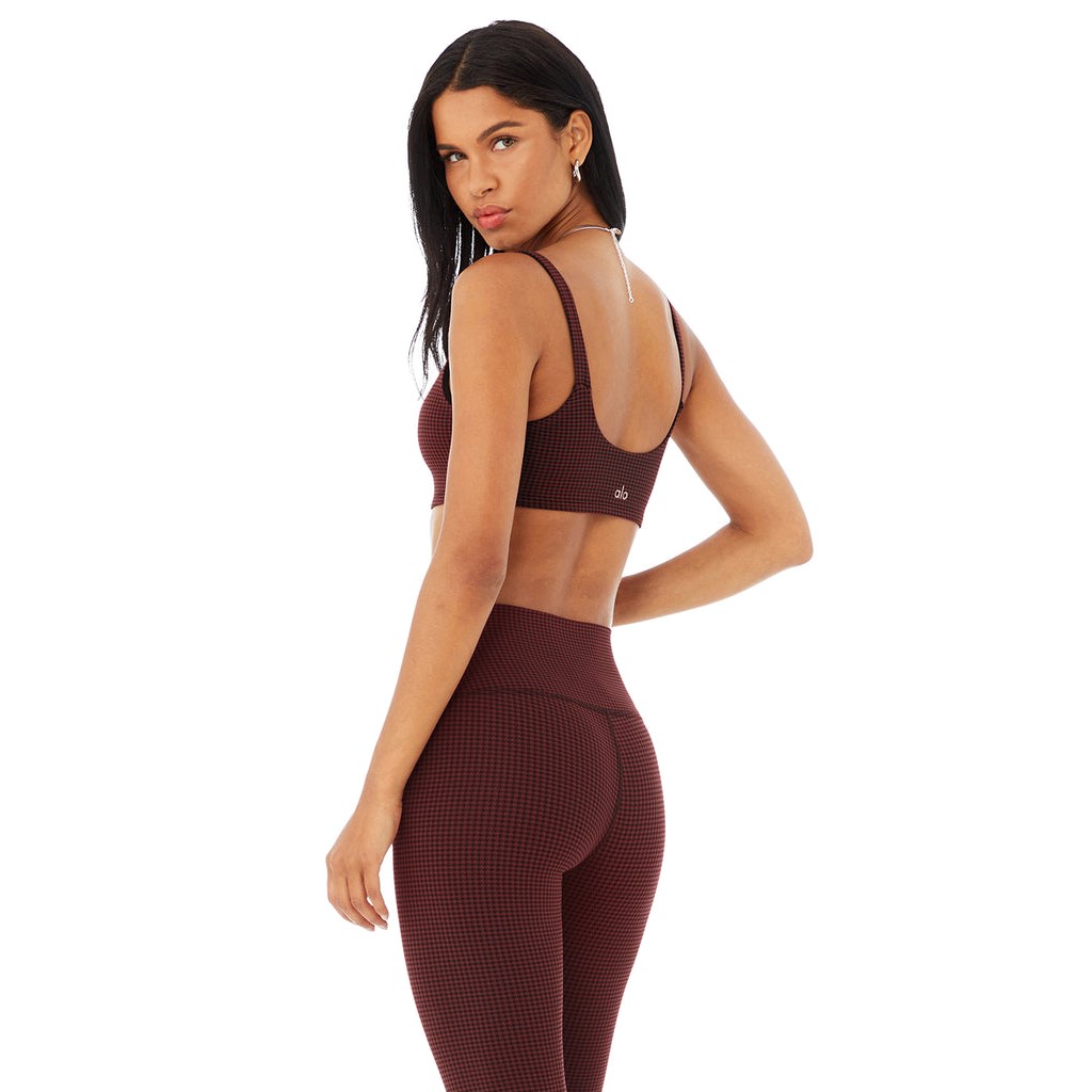 Sujetadores Deportivos Alo Yoga Micro Houndstooth Mujer Rojos | CDXT60251