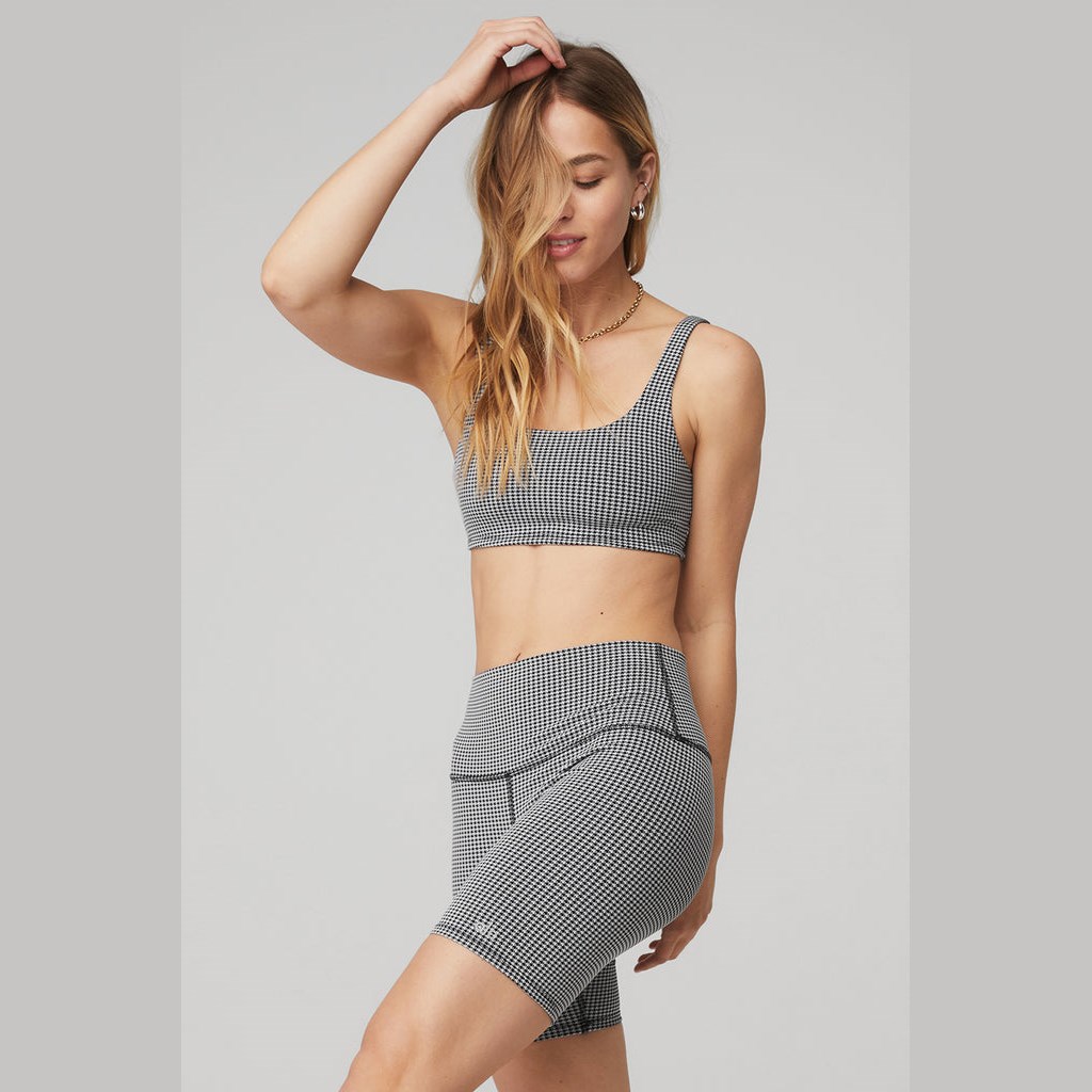 Sujetadores Deportivos Alo Yoga Micro Houndstooth Mujer Negros | CWXP49128