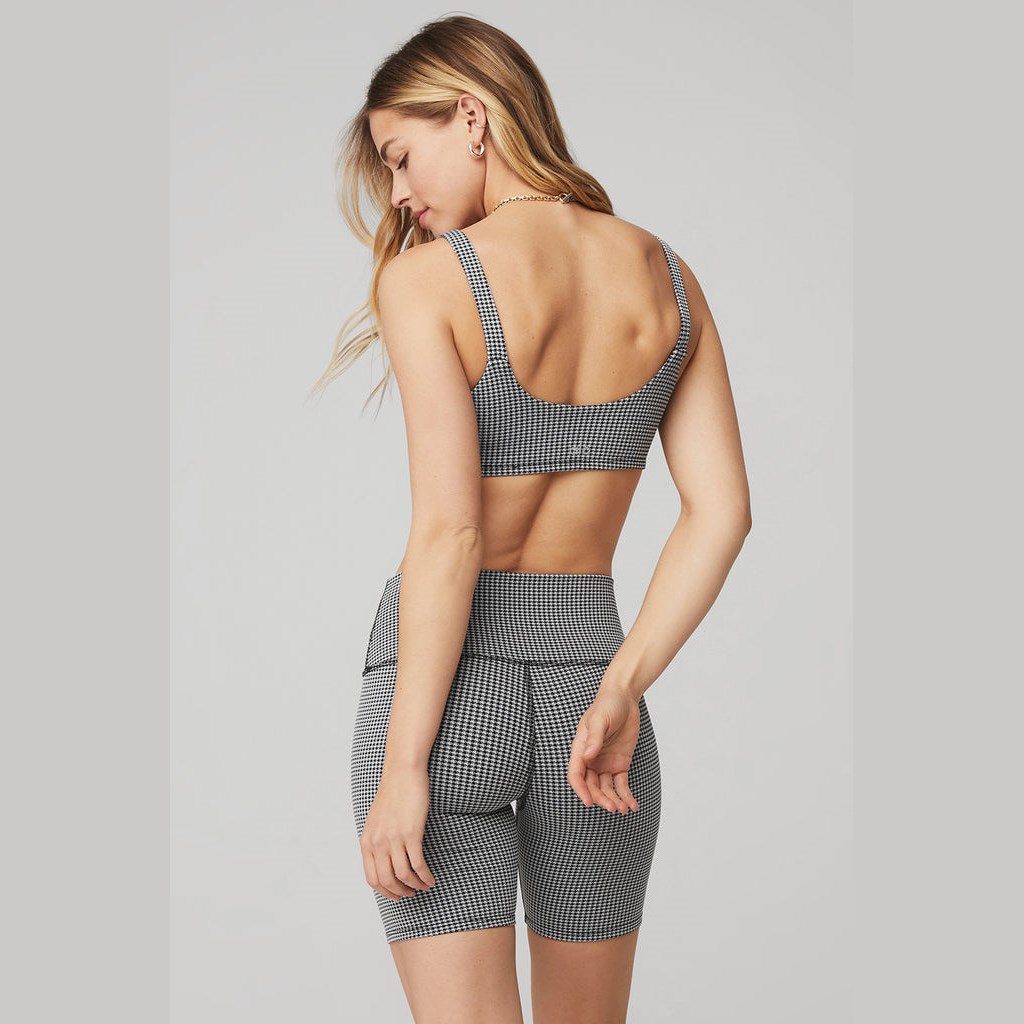 Sujetadores Deportivos Alo Yoga Micro Houndstooth Mujer Negros | CWXP49128