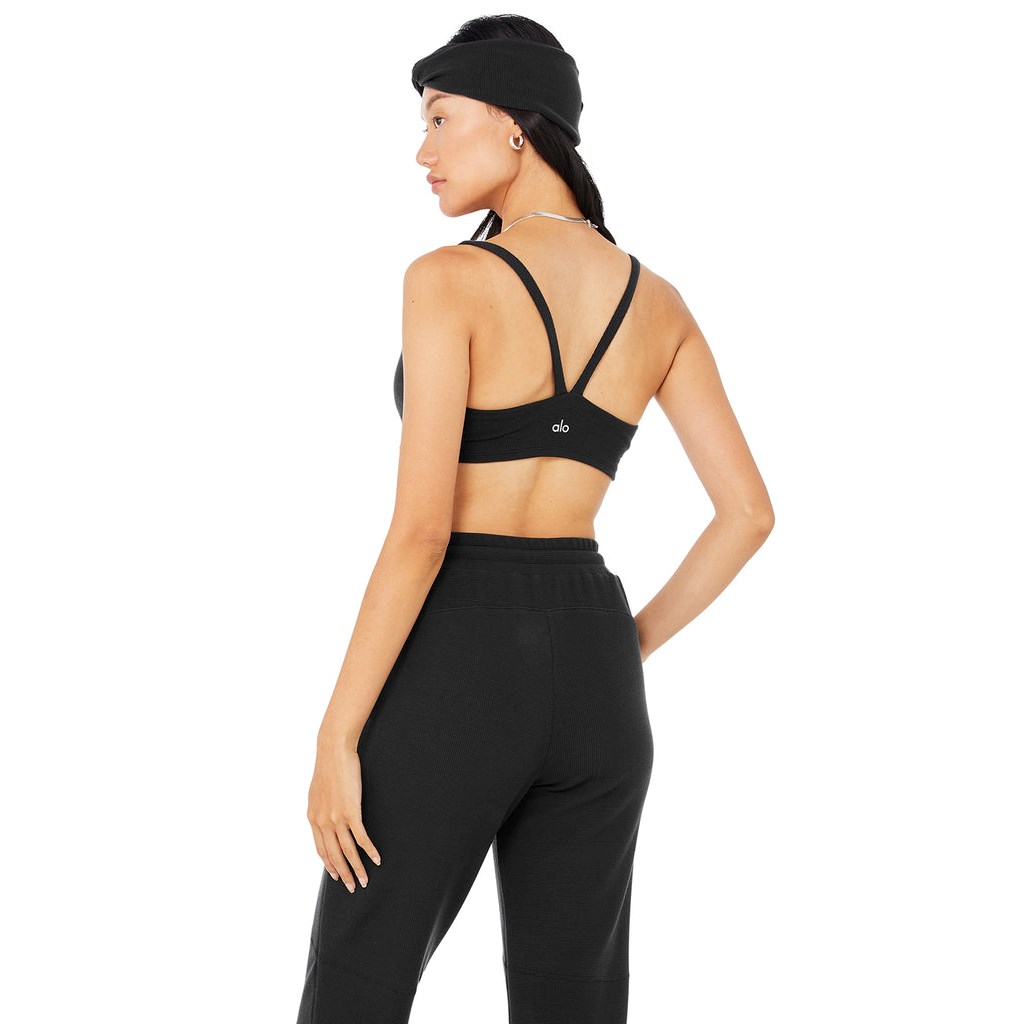 Sujetadores Deportivos Alo Yoga Micro Waffle Pleasant Mujer Negros | JLWA42059