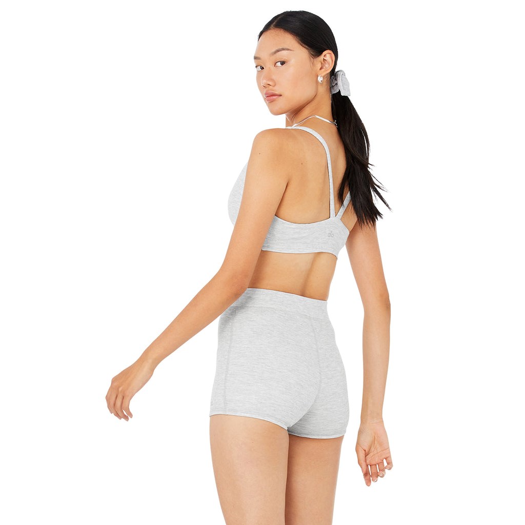 Sujetadores Deportivos Alo Yoga Micro Waffle Pleasant Mujer Grises | VCUS65137