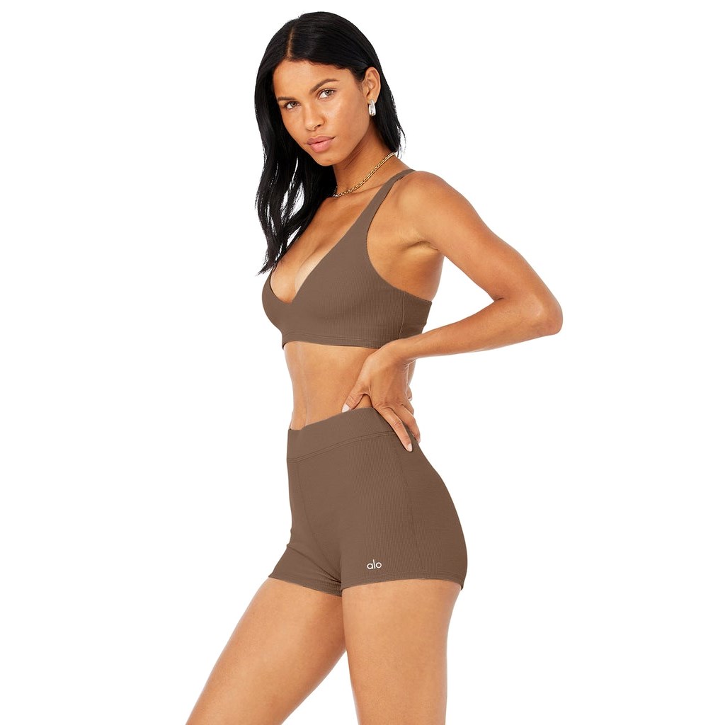 Sujetadores Deportivos Alo Yoga Micro Waffle Pleasant Mujer Marrom | XAMN39678