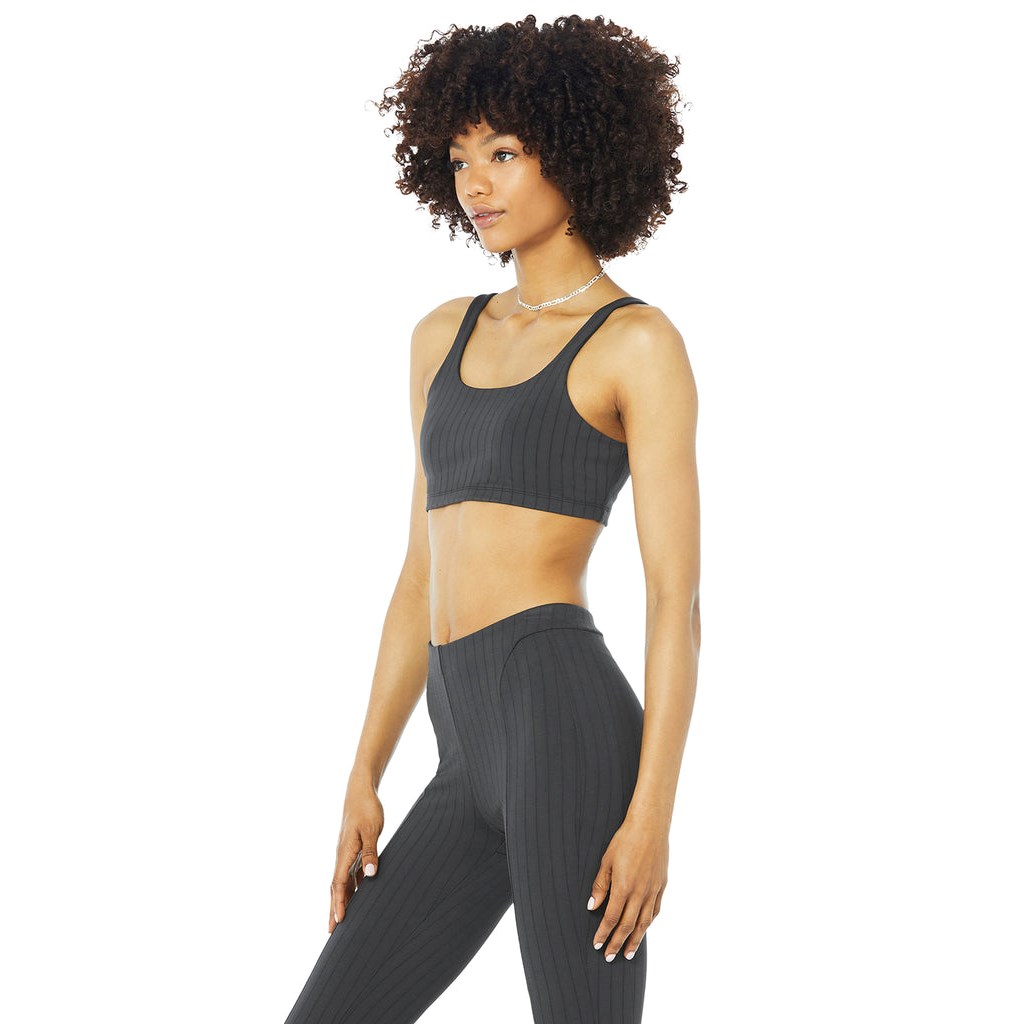 Sujetadores Deportivos Alo Yoga Pinstripe Mujer Grises | JRZF29761
