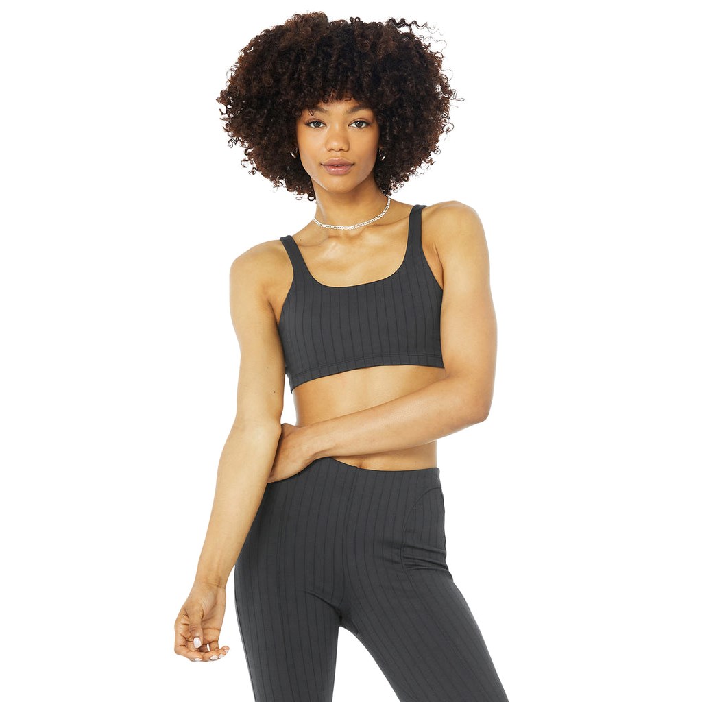 Sujetadores Deportivos Alo Yoga Pinstripe Mujer Grises | JRZF29761