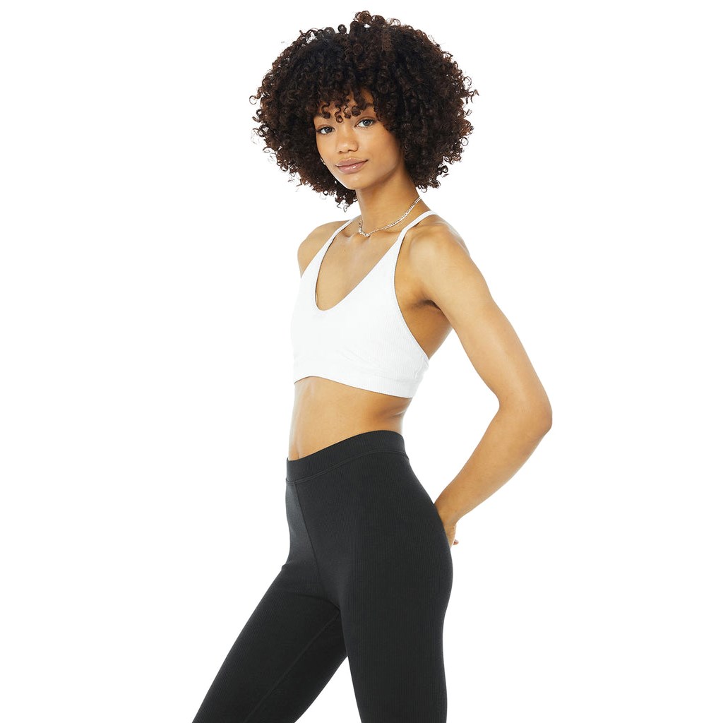 Sujetadores Deportivos Alo Yoga Ribbed Blissful Mujer Blancos | AINF20849