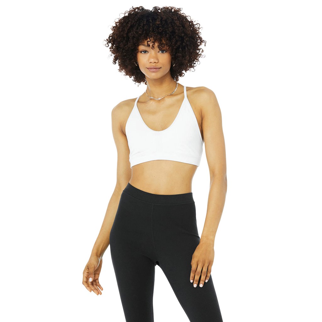 Sujetadores Deportivos Alo Yoga Ribbed Blissful Mujer Blancos | AINF20849