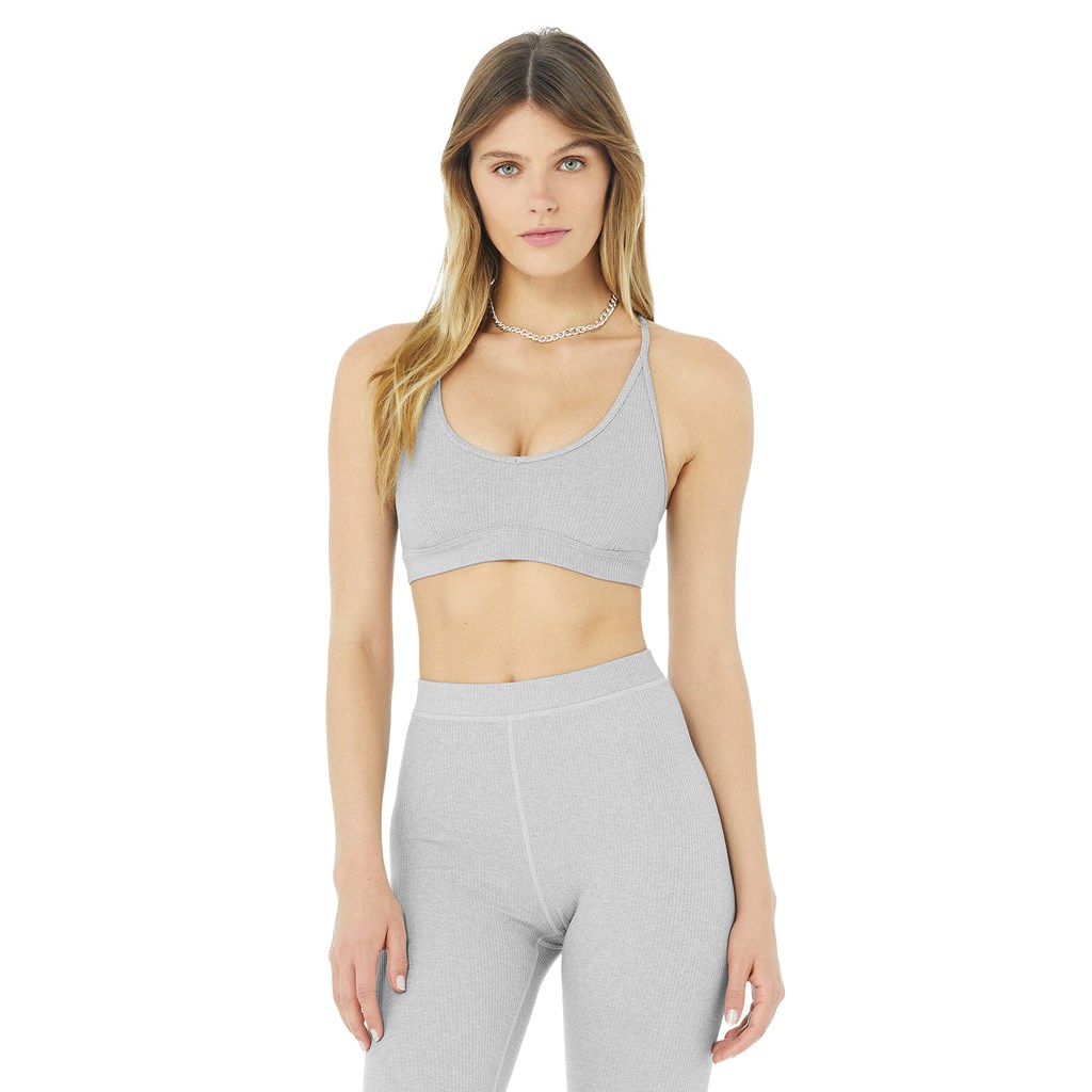 Sujetadores Deportivos Alo Yoga Ribbed Blissful Mujer Grises | DBOJ76453