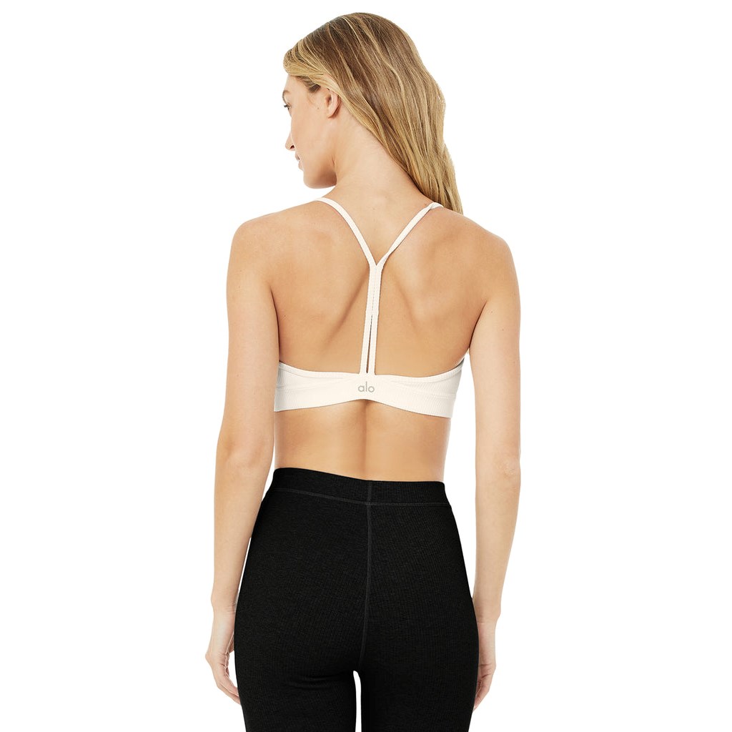 Sujetadores Deportivos Alo Yoga Ribbed Blissful Mujer Blancos | FYZO17452