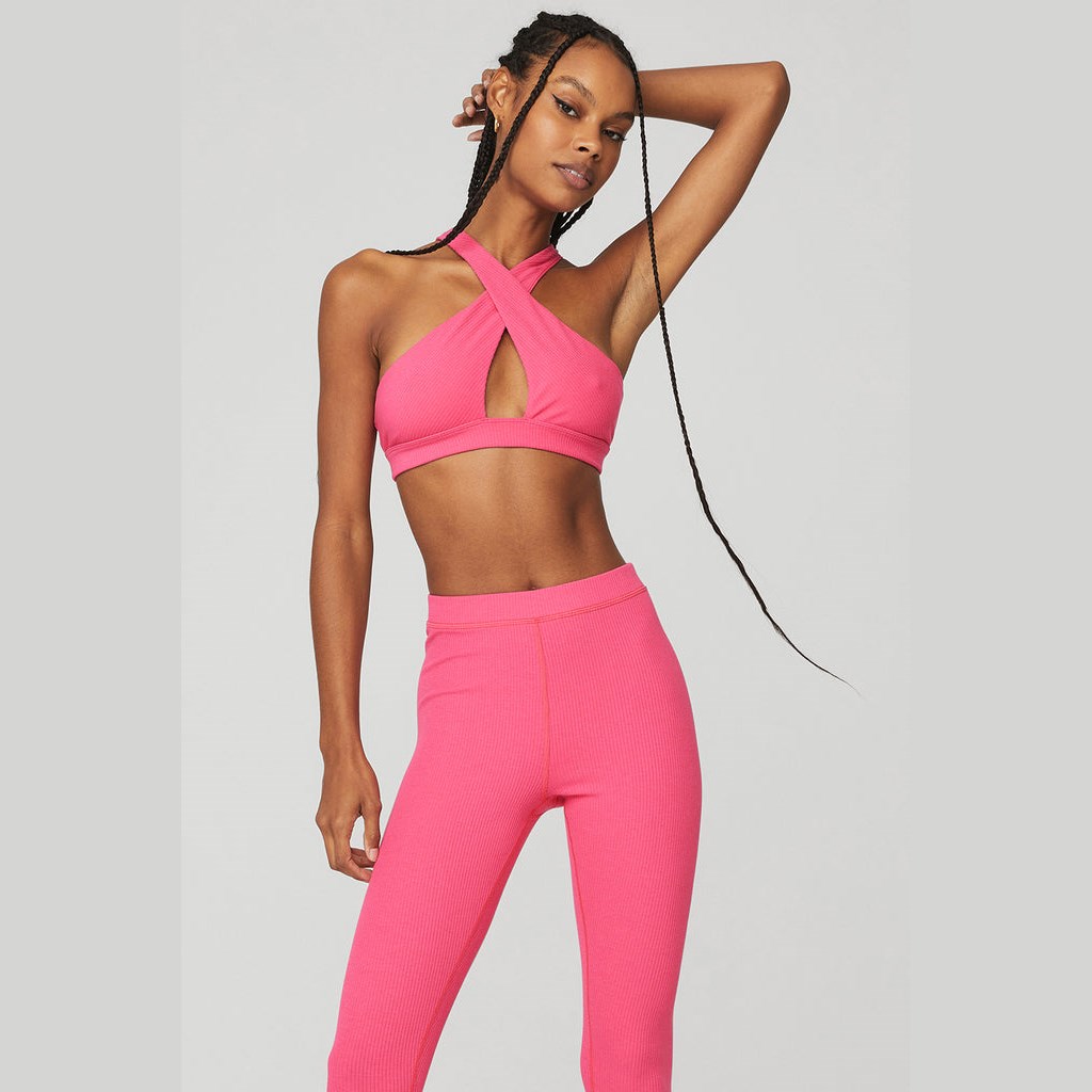 Sujetadores Deportivos Alo Yoga Ribbed Destination Mujer Rosas | XWHV64831