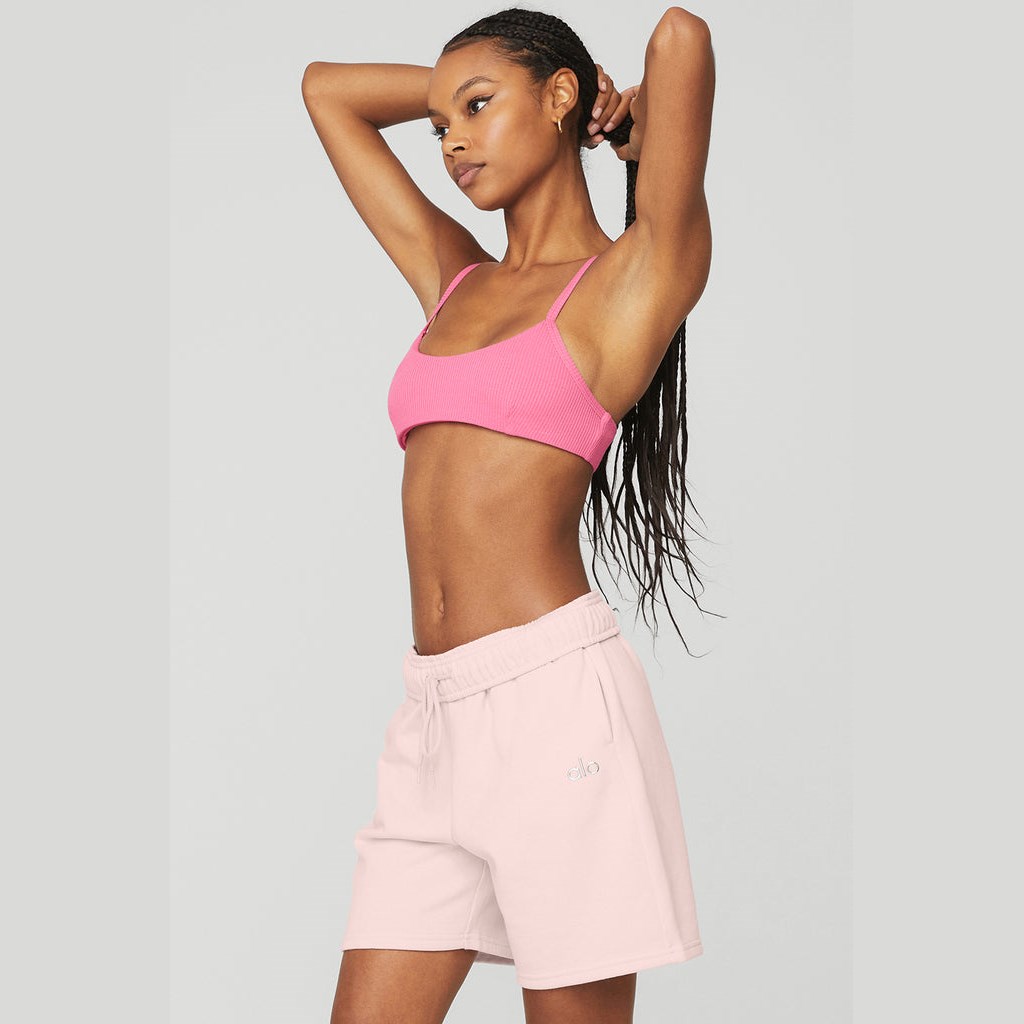 Sujetadores Deportivos Alo Yoga Ribbed Manifest Mujer Rosas | XKBT13527