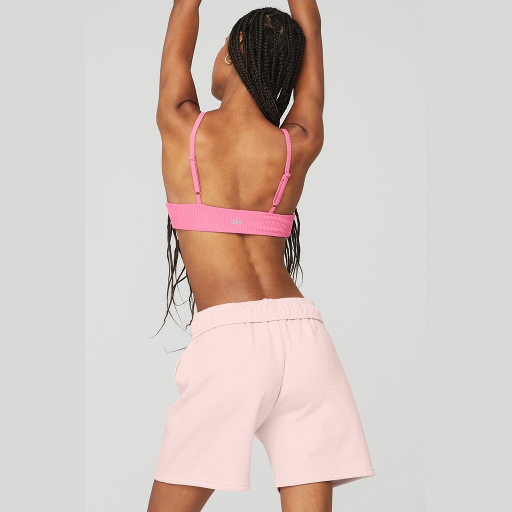 Sujetadores Deportivos Alo Yoga Ribbed Manifest Mujer Rosas | XKBT13527