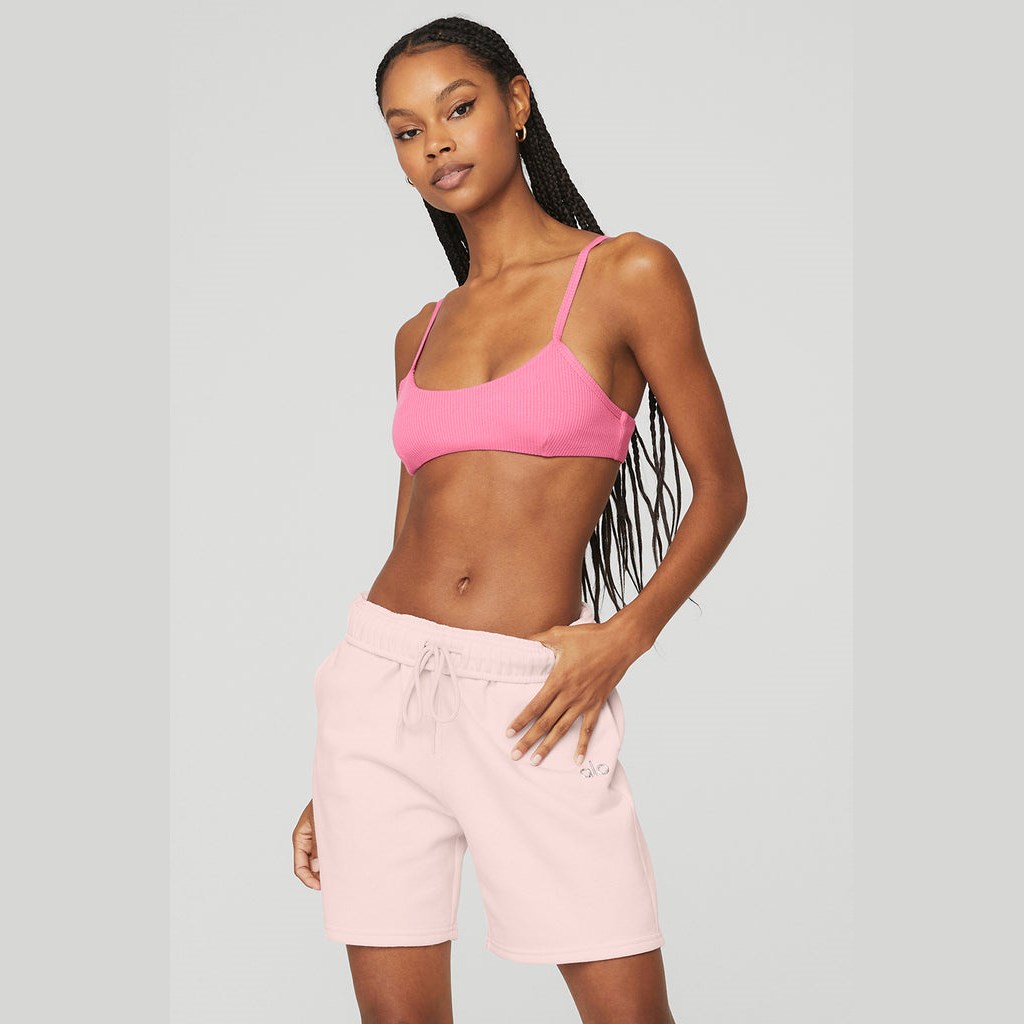 Sujetadores Deportivos Alo Yoga Ribbed Manifest Mujer Rosas | XKBT13527