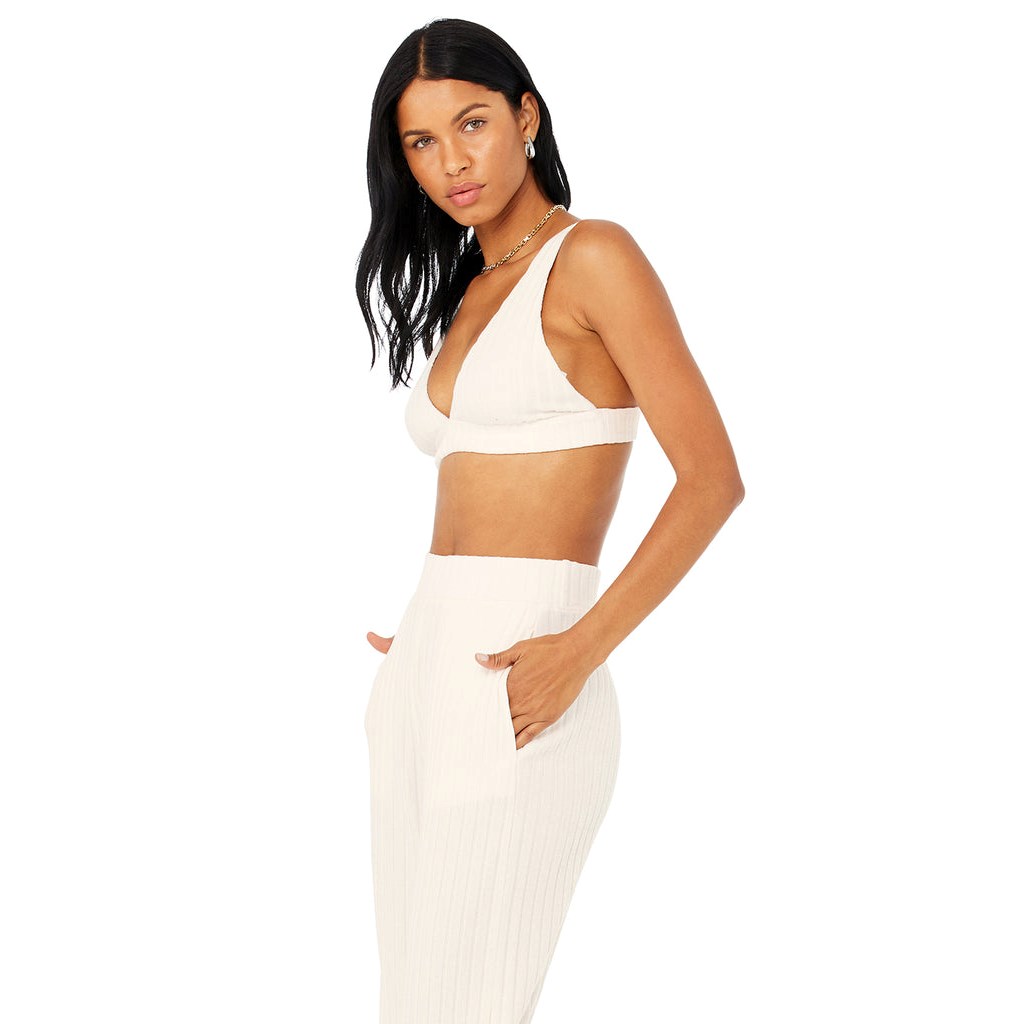 Sujetadores Deportivos Alo Yoga Ribbed Take Comodidad Mujer Blancos | IKZL38612