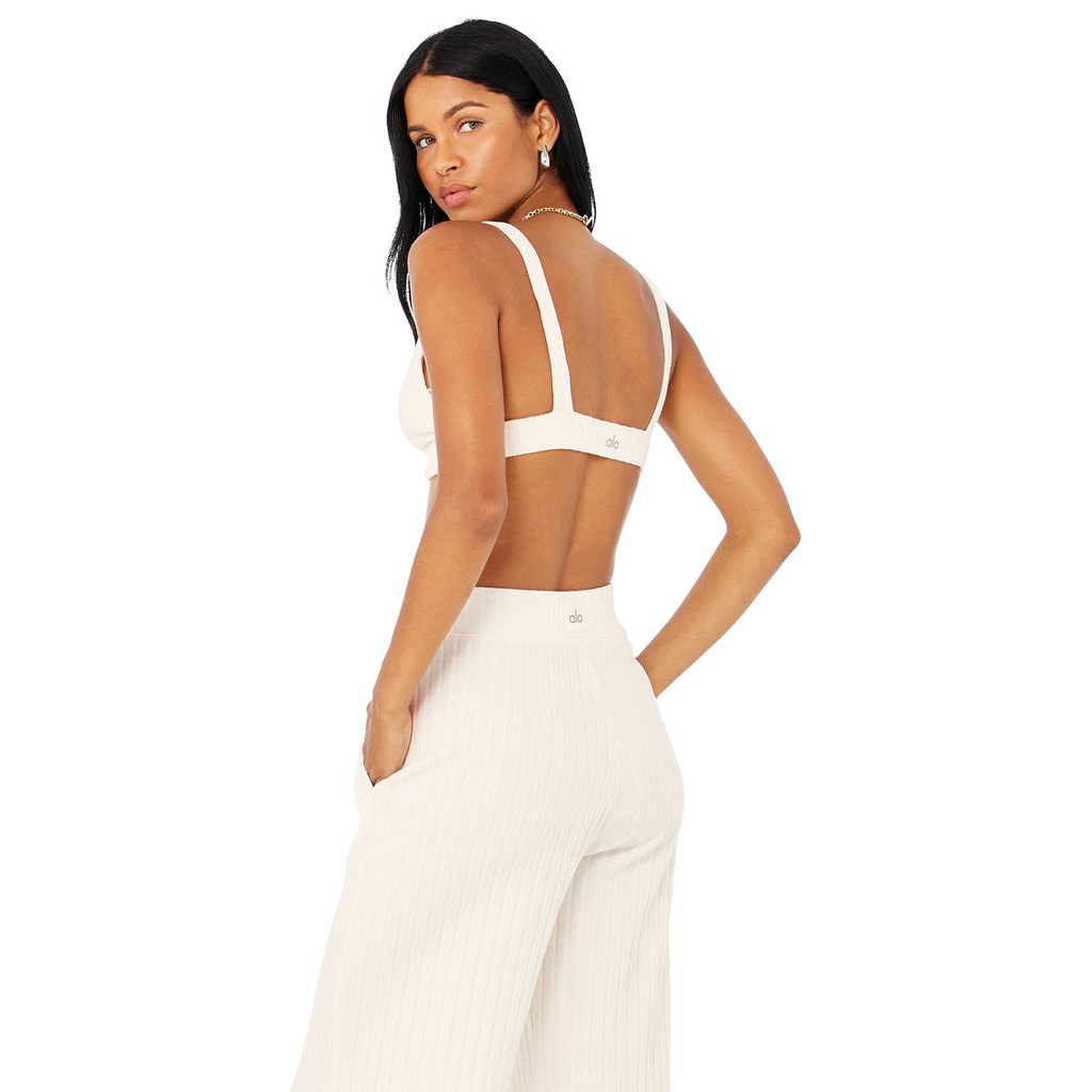 Sujetadores Deportivos Alo Yoga Ribbed Take Comodidad Mujer Blancos | IKZL38612