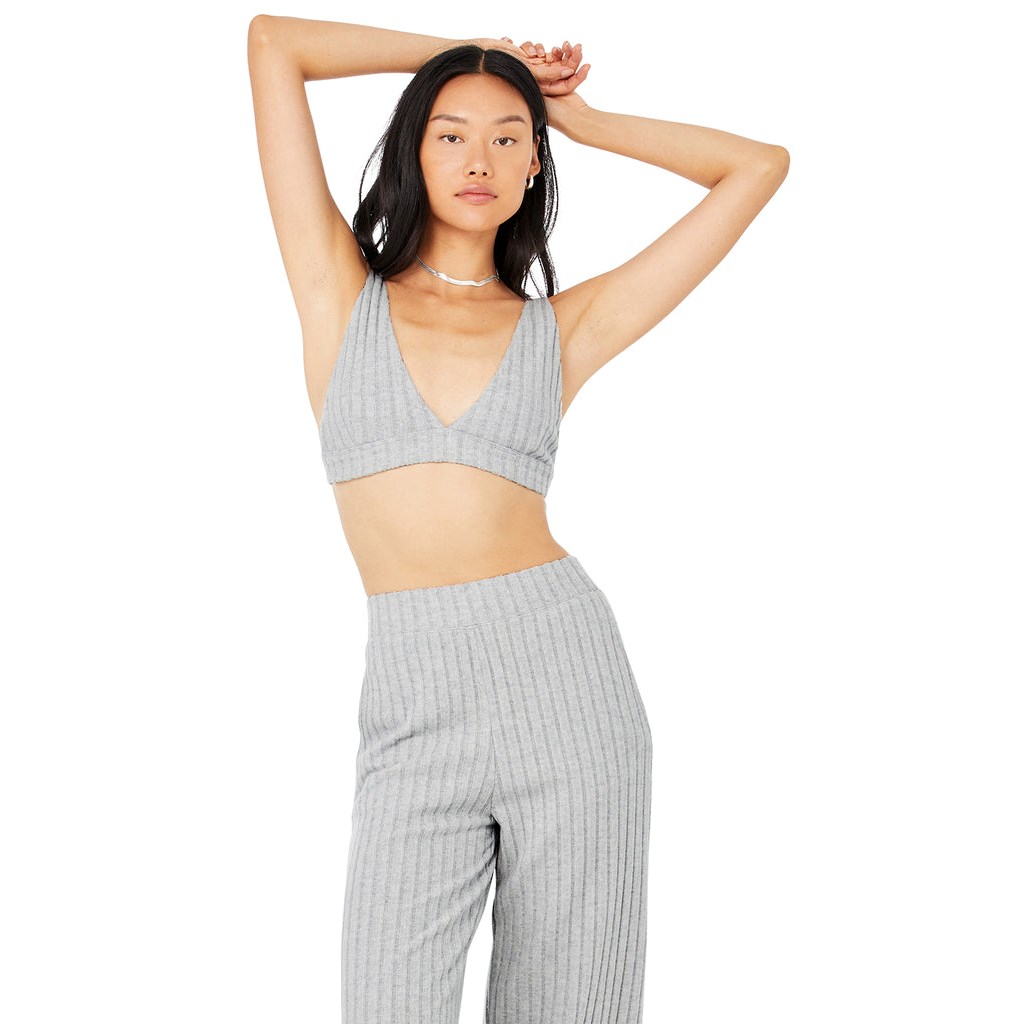 Sujetadores Deportivos Alo Yoga Ribbed Take Comodidad Mujer Grises | OAKL80971