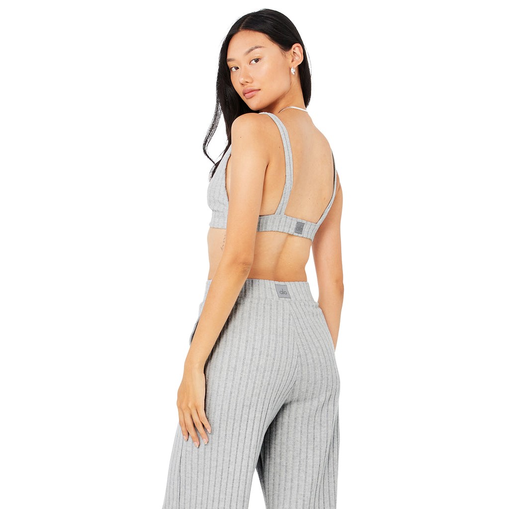 Sujetadores Deportivos Alo Yoga Ribbed Take Comodidad Mujer Grises | OAKL80971