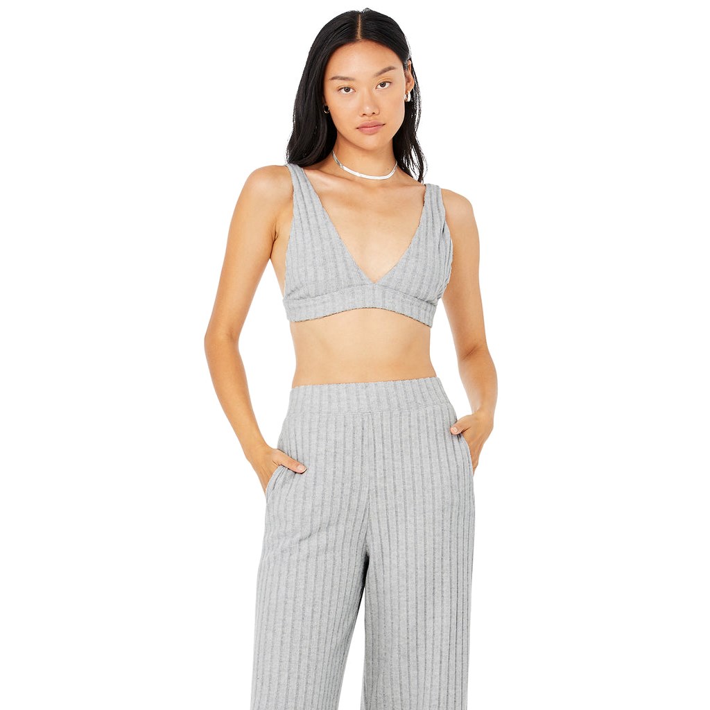 Sujetadores Deportivos Alo Yoga Ribbed Take Comodidad Mujer Grises | OAKL80971