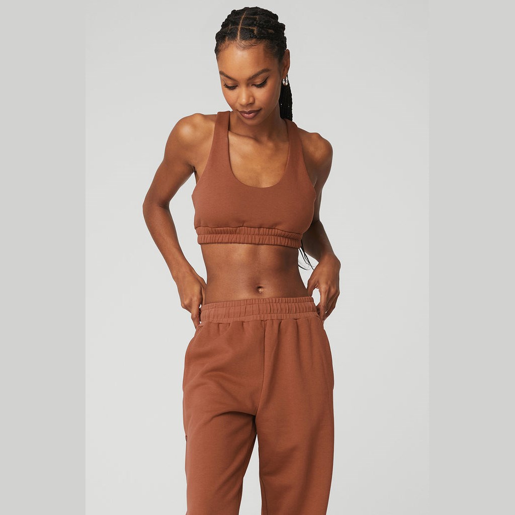 Sujetadores Deportivos Alo Yoga Scoop Neck Sweatshirt Mujer Marrom | IJWX83762
