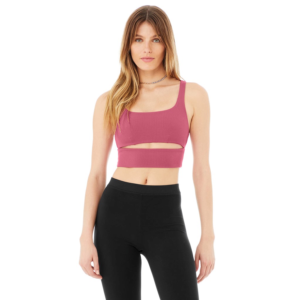 Sujetadores Deportivos Alo Yoga Slit Mujer Rosas | OJMU46798