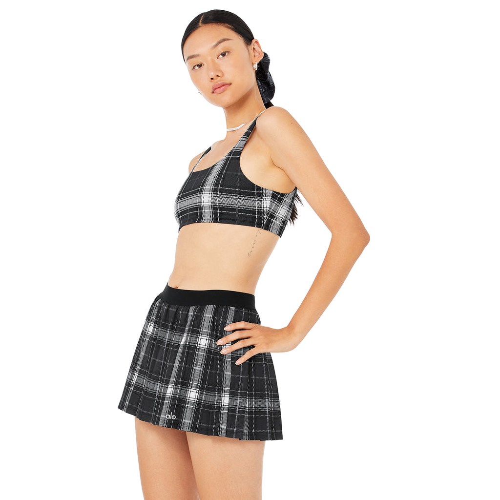 Sujetadores Deportivos Alo Yoga Vapor Legacy Plaid Mujer Negros | OFQP40915