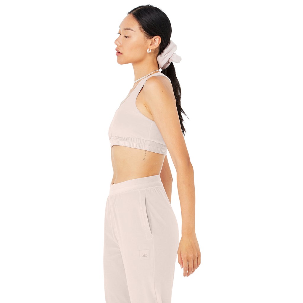 Sujetadores Deportivos Alo Yoga Velour Glimmer Scoop Neck Mujer Rosas | RGQW80734