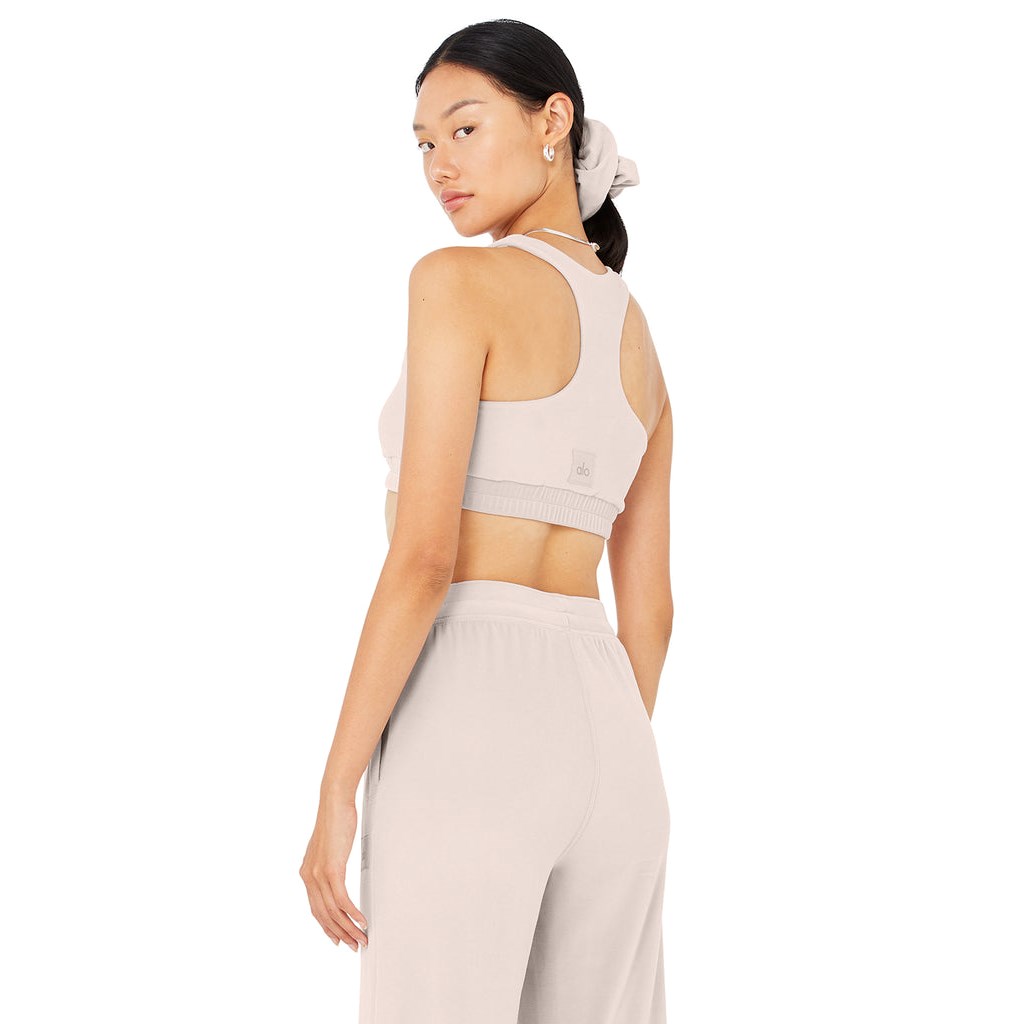 Sujetadores Deportivos Alo Yoga Velour Glimmer Scoop Neck Mujer Rosas | RGQW80734