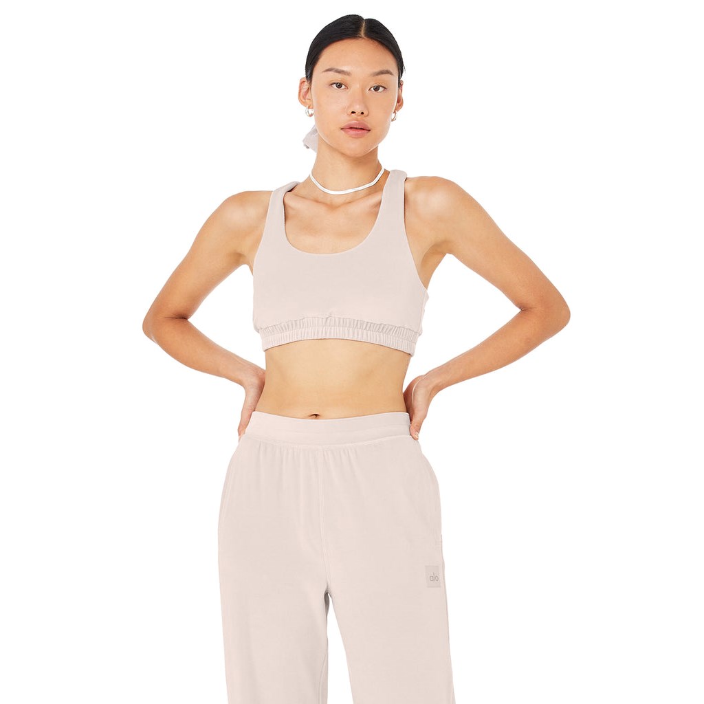 Sujetadores Deportivos Alo Yoga Velour Glimmer Scoop Neck Mujer Rosas | RGQW80734