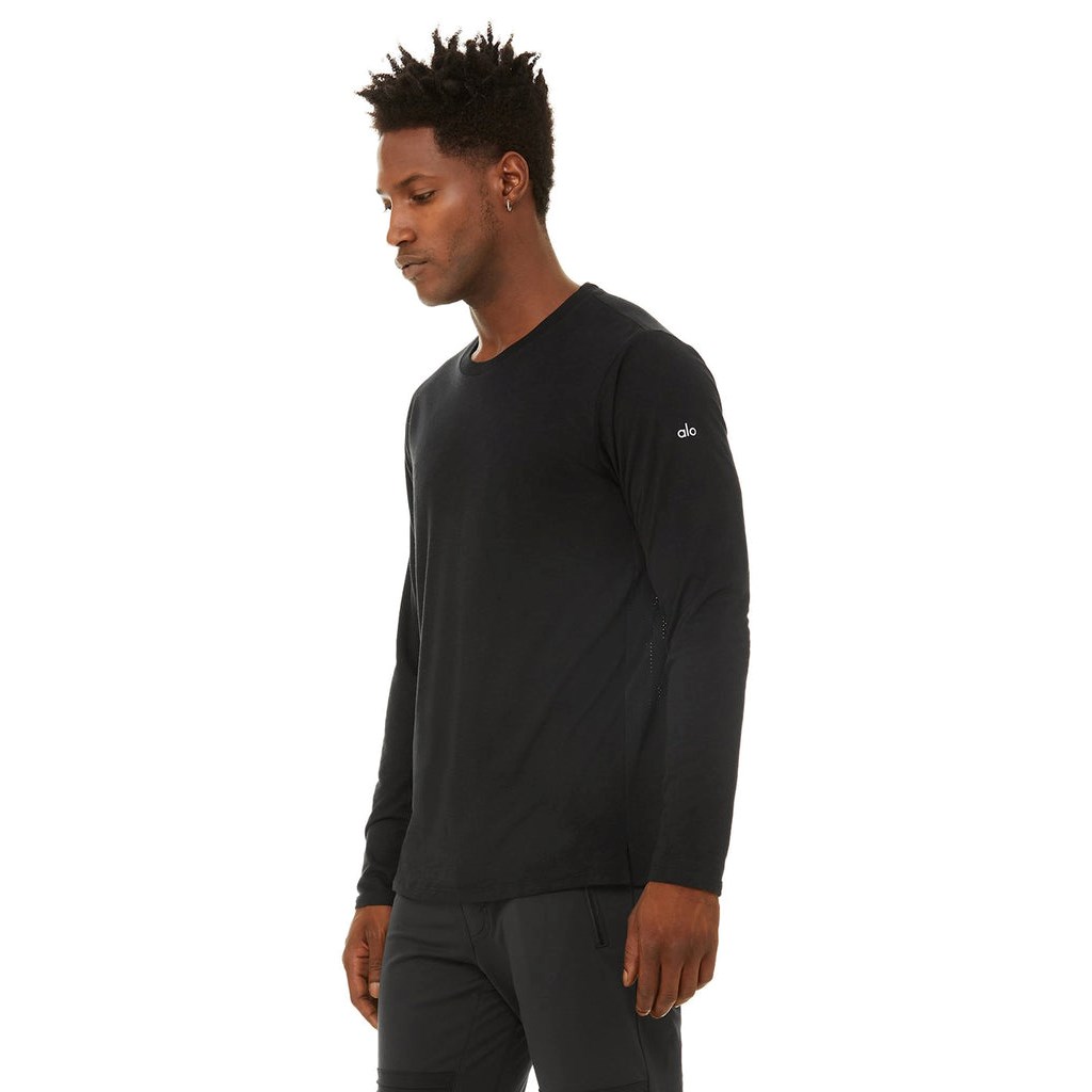 Sweatshirt Alo Yoga Airwave Long Sleeve Hombre Negros | HQVN35827