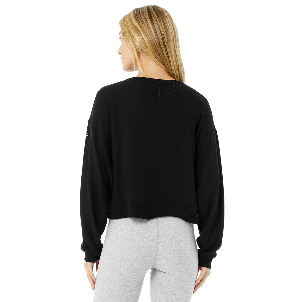 Sweatshirt Alo Yoga Alolux Soho Crop Henley Mujer Negros | MFBZ58296