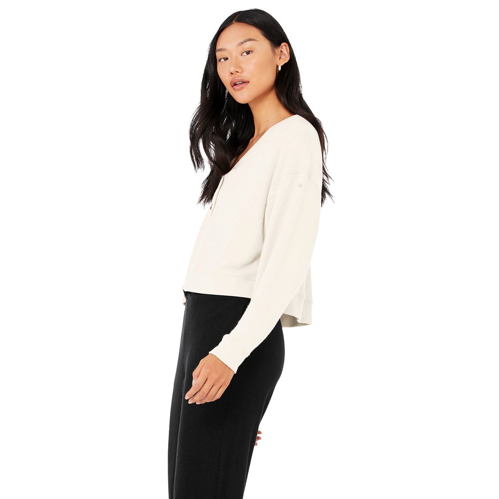 Sweatshirt Alo Yoga Alolux Soho Cropped Henley Mujer Blancos | NXZW17654