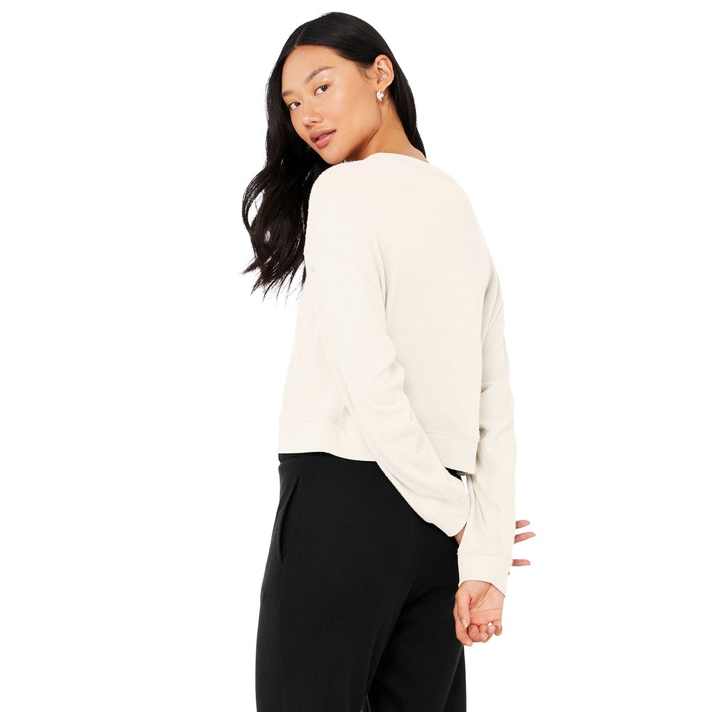 Sweatshirt Alo Yoga Alolux Soho Cropped Henley Mujer Blancos | NXZW17654